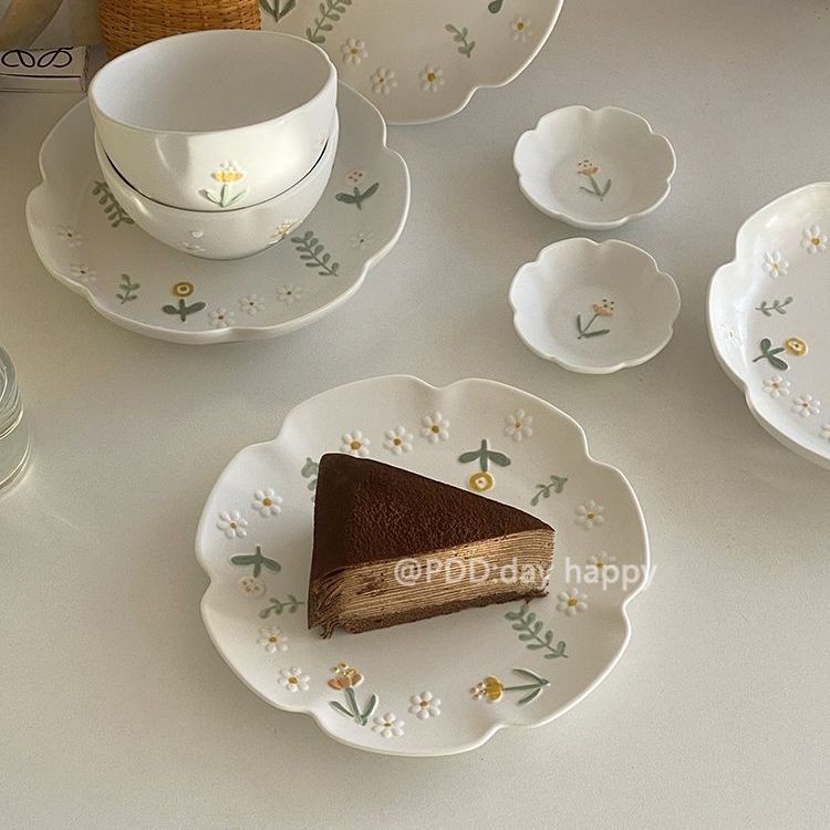 ชุดจานเซรามิค ลายดอกเดซี่ ขนาดเล็ก สไตล์ตะวันตก สําหรับใส่อาหาร ข้าว