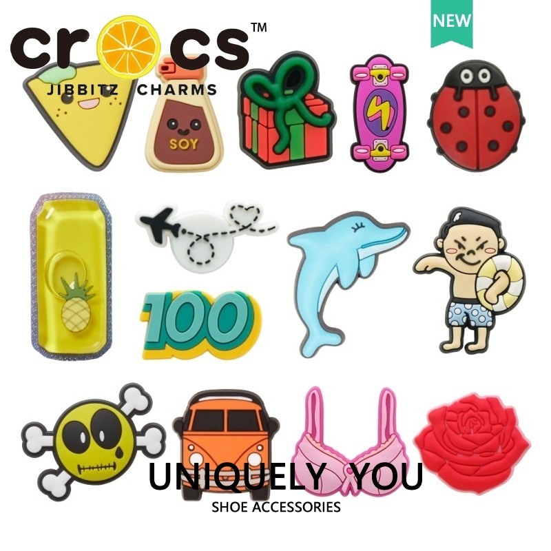 jibbitz crocs แท้ charms 2024 ใหม่ รองเท้าลําลอง ลายดอกไม้ อาหาร และรองเท้า สําหรับเดินทาง