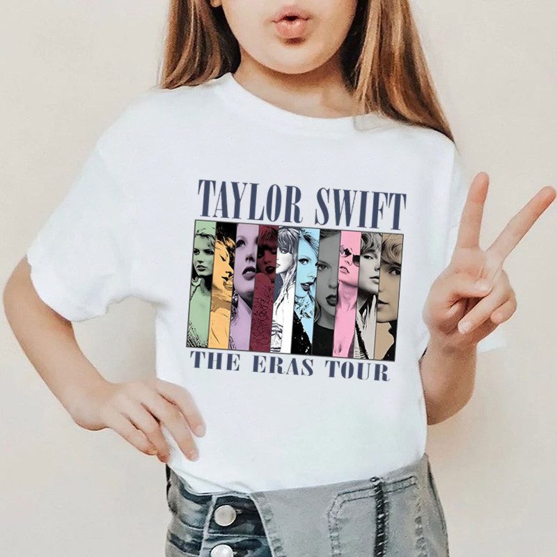 เด็ก/สาวเสื้อยืดที่มีชื่อเสียงนักร้อง Taylor ERAS Tour Swift พิมพ์เด็ก T เสื้อเด็กเสื้อผ้าฤดูร้อนสบายๆเด็ก Tops Tees