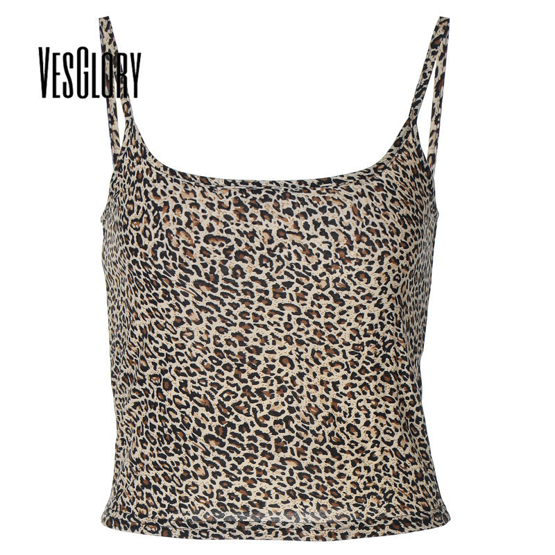 VesGlory croptop พิมพ์เสือดาวสไตล์เรือคอดesignใหม่สำหรับผู้หญิง
