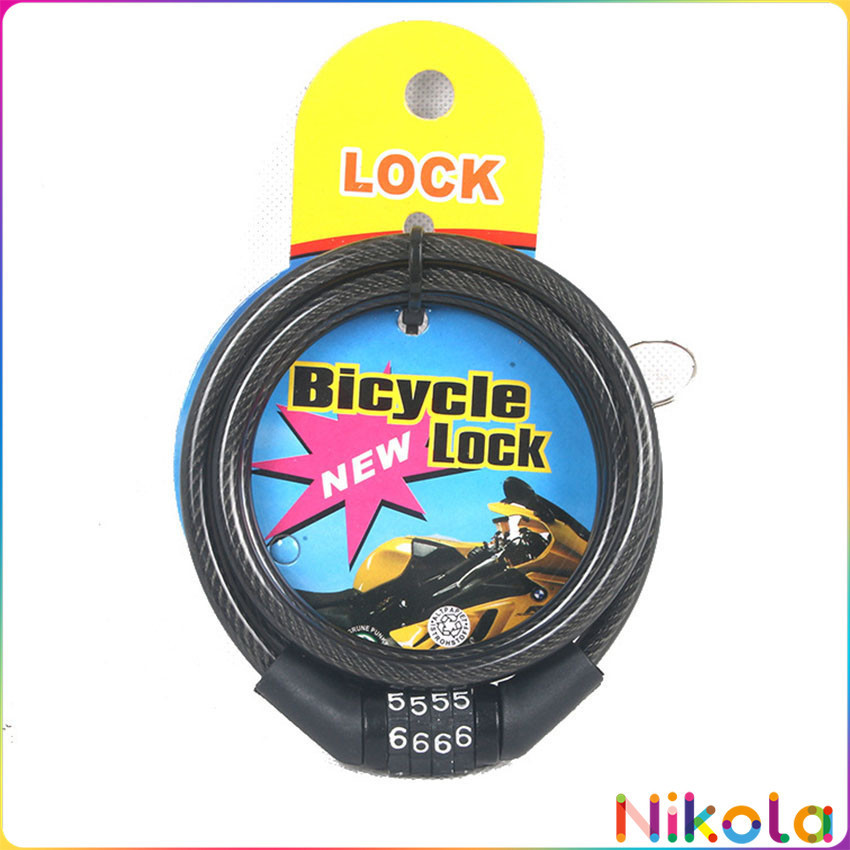 Nikola สายล็อคจักรยาน สายล็อคอเนกประสงค์ สายล็อครหัส 4 ตัว Four-digit code lock