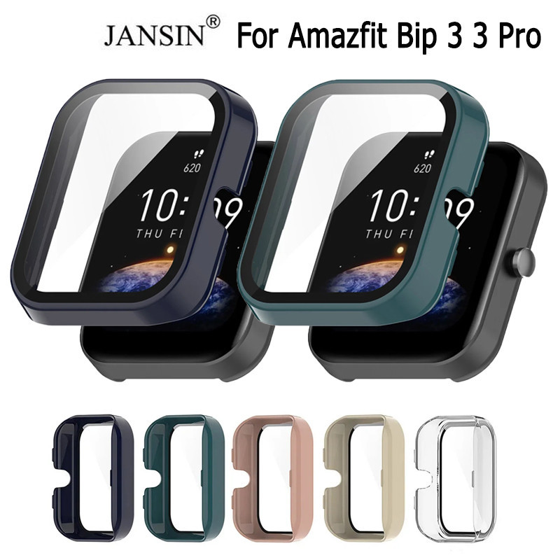 เคส Amazfit Bip3 เคส + ฟิลม์กระจกในตัว case สําหรับ Amazfit Bip 3 Bip3 Pro Smart Watch นาฬิกาอัฉริยะ เคสกระจกนิรภัย