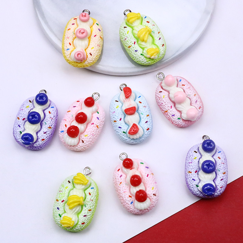 เครื่องประดับ ต่างหูเรซิ่น รูปเค้กผลไม้ ขนมปัง อาหารจําลอง แฮนด์เมด diy