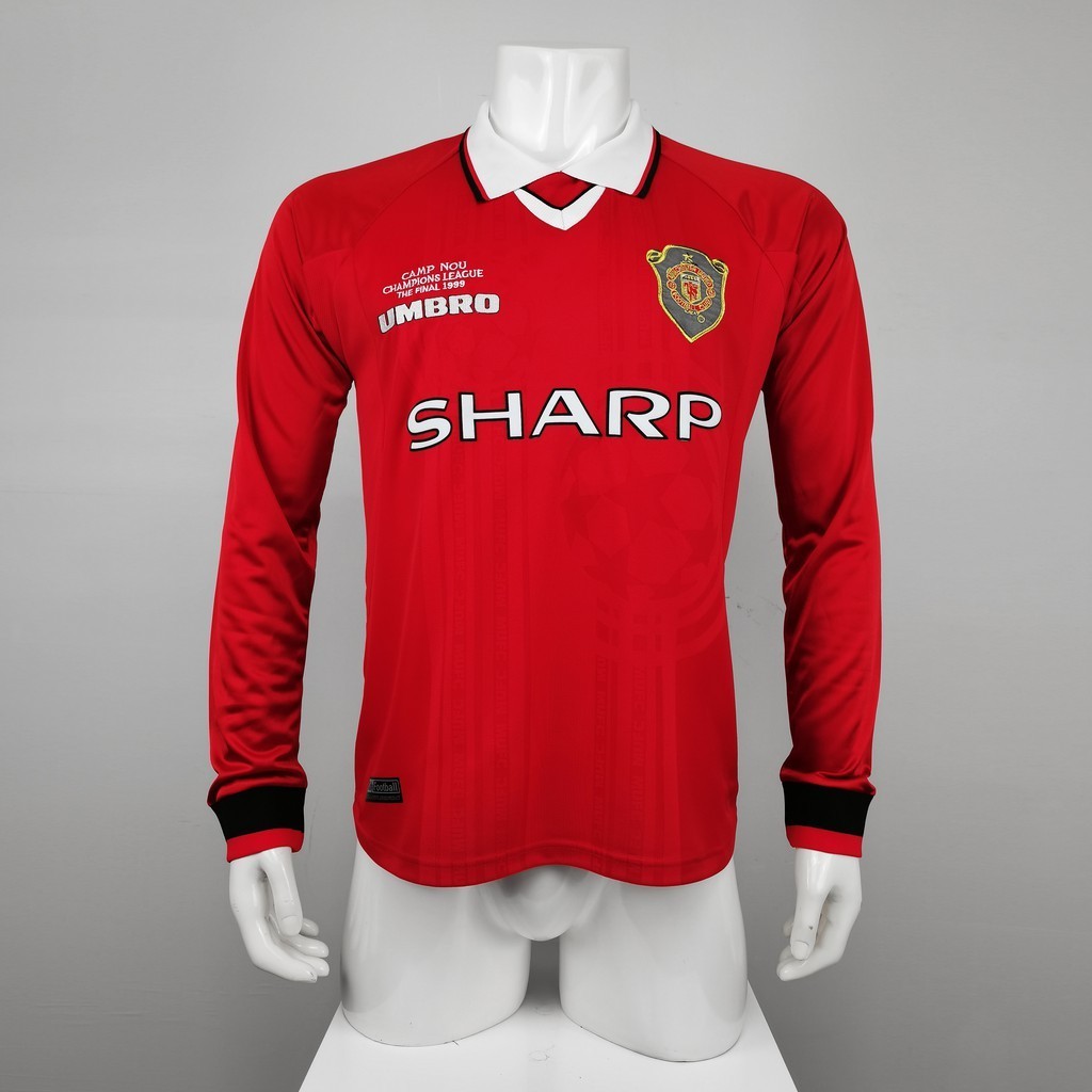 99-00 M Home Long Sleeves Retro Soccer Jersey Football