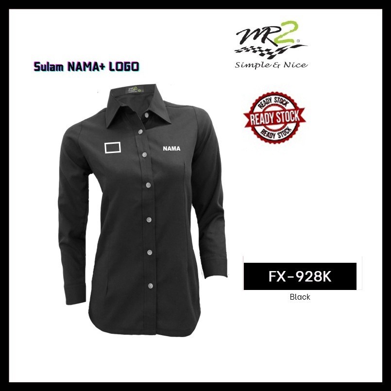 สีดํา KORPORATE เสื้อตัดผู้หญิงแขนยาว FX-928K สีดํา, OXFORD TYPE FABRIC JENAMA MR.2
