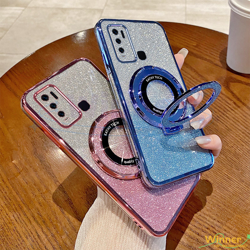 เคส Vivo Y50 Y30 Y51 Y31 Y51S Y53S Y51A Y72 5G Y52 5G โทรศัพท์มือถือ เซ็กซี่ พร้อมขาตั้ง แวววาว สําหรับ1ZJSF
