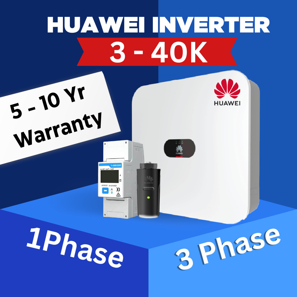 อินเวอร์เตอร์ HUAWEI Inverter พร้อม Smart Meter CT 3kw 5kw 10kw 15kw 20kw 30kw 40kw SUN2000-KTL-L1 รับประกัน10ปี