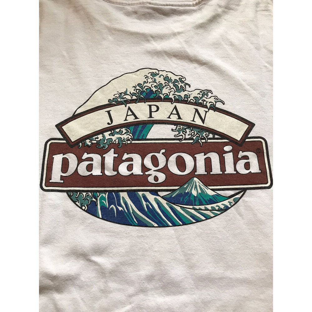 เสื้อยืด พิมพ์ลายคลื่น Patagonia สไตล์วินเทจ สีขาว DHL