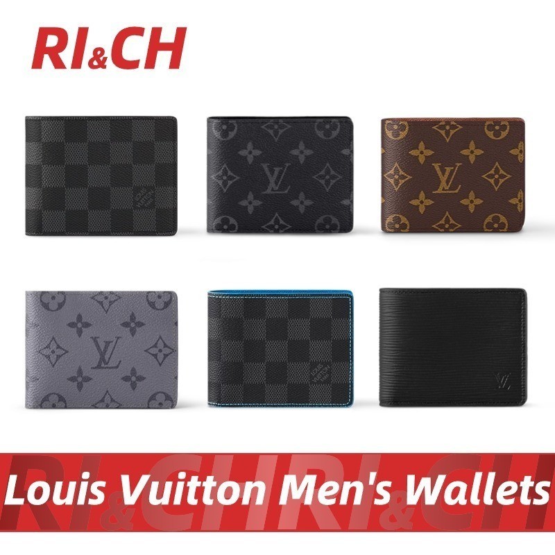 #Rich Louis Vuitton ราคาถูกที่สุดใน แท้💯กระเป๋าสตางค์รุ่น Multiple Slender AMERIGO Men's Wallet LV