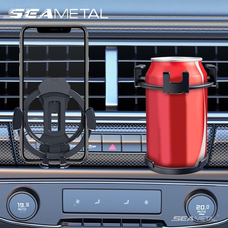 Seametal ที่วางแก้วน้ําในรถยนต์ ABS แบบพับได้ พร้อมที่วางโทรศัพท์