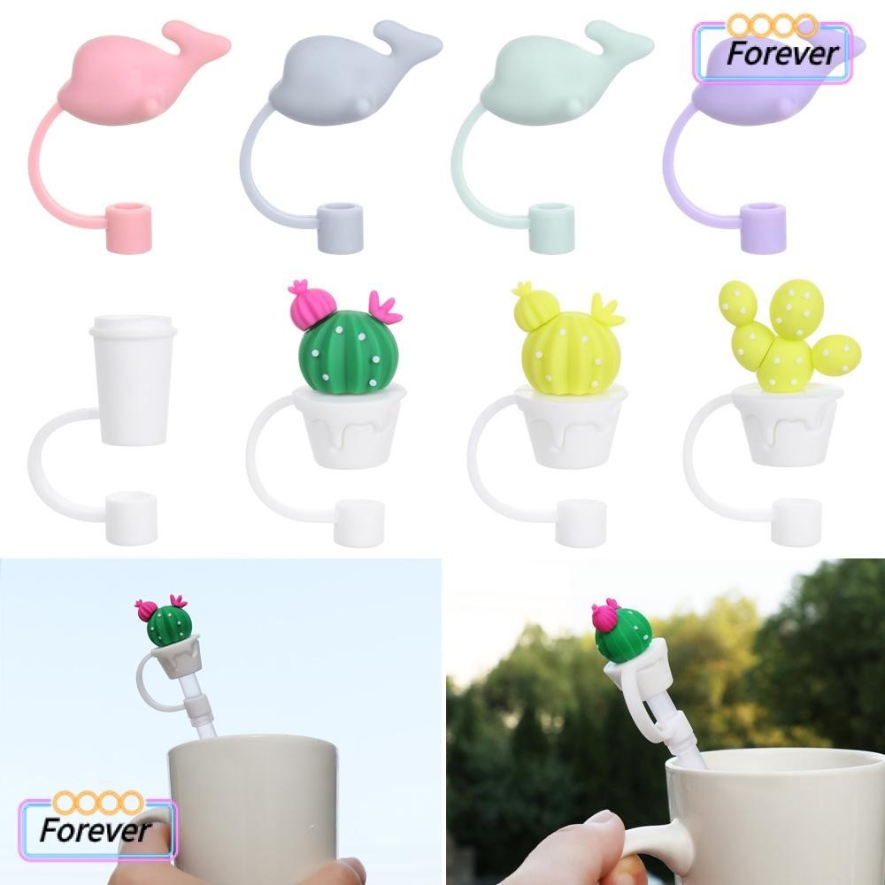Forever จุกปิดหลอดดูดน้ํา ซิลิโคน ลายการ์ตูนน่ารัก กันฝุ่น ใช้ซ้ําได้ 1 ชิ้น