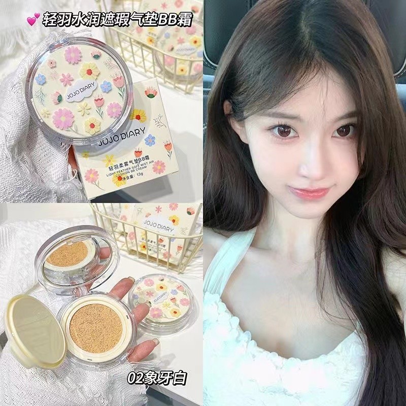 Jojo DIARY Air Cushion Foundation BB CC Cream Matte Poreless คอนซีลเลอร์ไวท์เทนนิ่งแต่งหน้าเครื่องสําอางกันน้ํา Brighten Face Base