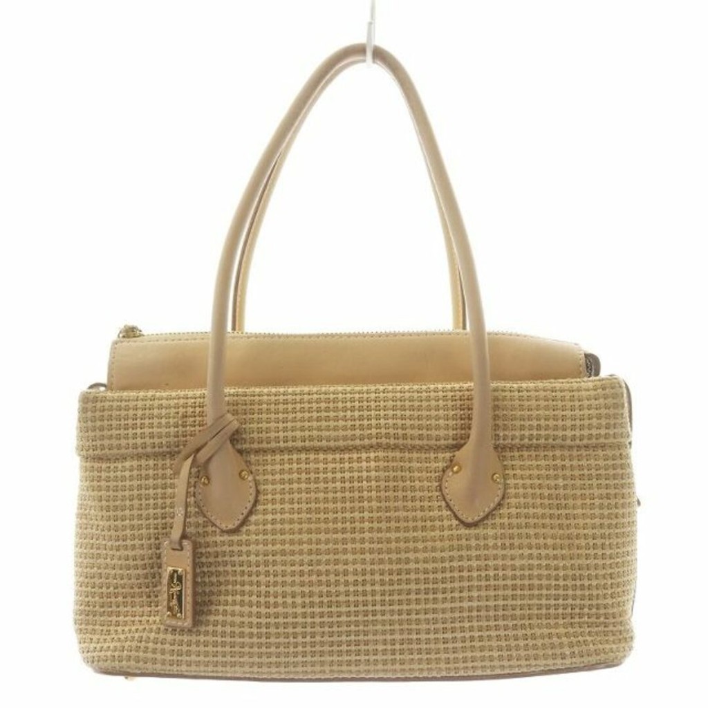 Ginza Kanematsu handbag leather logo charm beige Direct from Japan Secondhand
