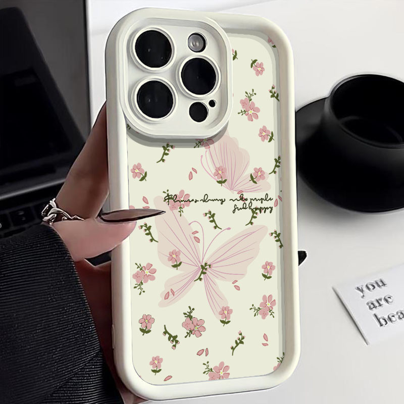 เคสซิลิโคนนิ่ม ลายดอกไม้ ผีเสื้อ สีชมพู กันกระแทก สําหรับ VIVO 1920 1901 1904 1940 1906 1902 V2028 V2026 V2033 V2042 V2029