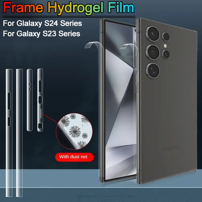สติกเกอร์ฟิล์มไฮโดรเจล แบบใส ผิวด้าน ป้องกันรอยขีดข่วน สําหรับ Samsung Galaxy S24 Plus S23 Ultra Side