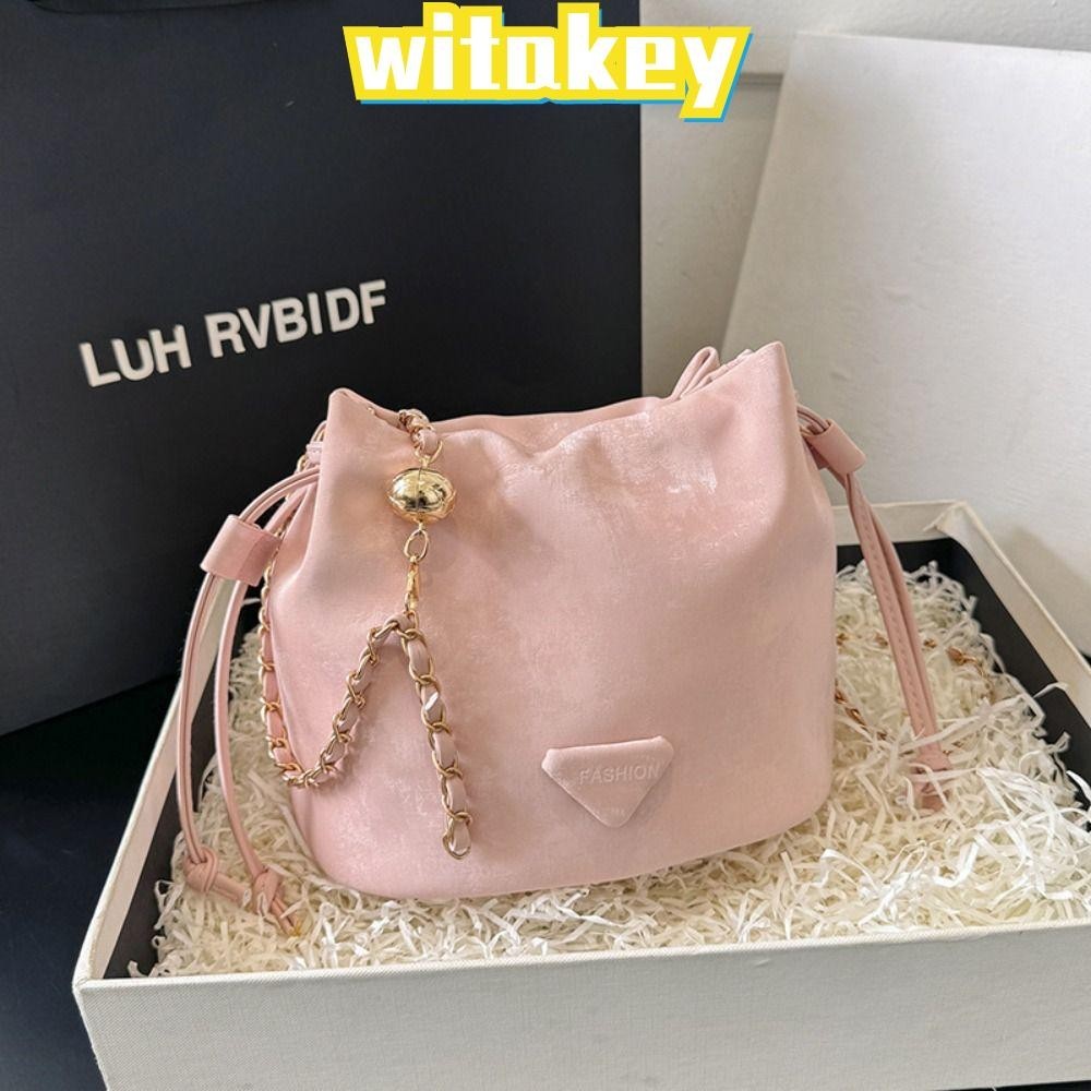 Witakey กระเป๋าสะพายไหล่ ทรงบักเก็ต หนัง PU คุณภาพสูง แฟชั่นสําหรับสตรี