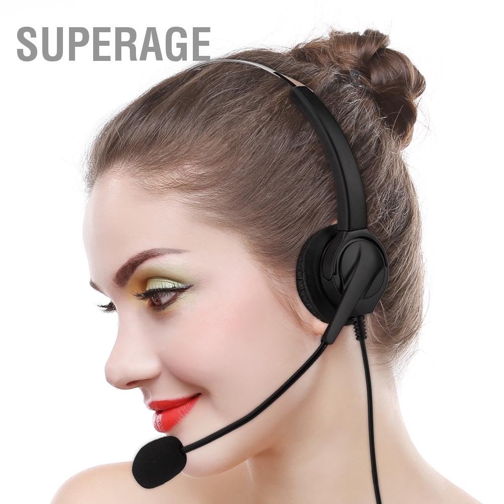 Superage ชุดหูฟังโทรศัพท์ไร้สายปรับเสียงรบกวนได้ 2.5 มม. ชุดหูฟังโทรศัพท์ชุดหูฟัง Call Center