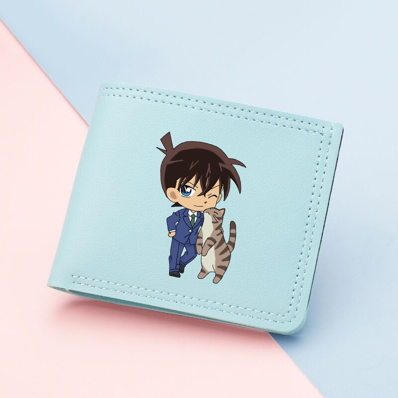 【SY1】กระเป๋าสตางค์ ใบสั้น พิมพ์ลายการ์ตูนโคนัน อเนกประสงค์ ใส่บัตรได้หลายช่อง สําหรับนักเรียน