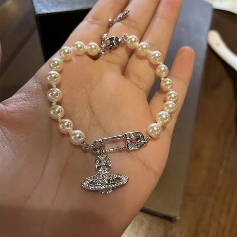 สร้อยข้อมือ ประดับไข่มุก และเพชร หรูหรา สไตล์ยุโรป และอเมริกา แฟชั่นสําหรับผู้หญิง