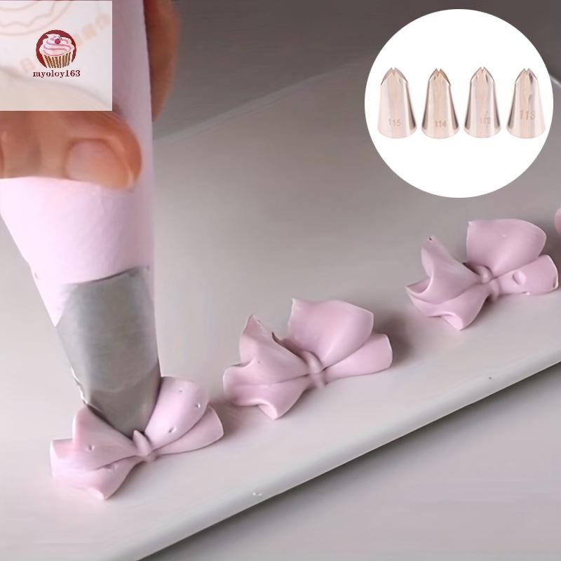 มายโลย์ #112 #113 #114 #115 Leaf Shape Piping หัวฉีด 4 ชิ้นชุด Pastry Icing เคล็ดลับสําหรับเค้กครีมตกแต่งเบเกอรี่ DIY TH