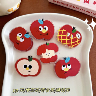 แอปเปิล การ์ตูนตกแต่งของขวัญปิดผนึกคลิปหมายเหตุคลิป หน้า คลิ…