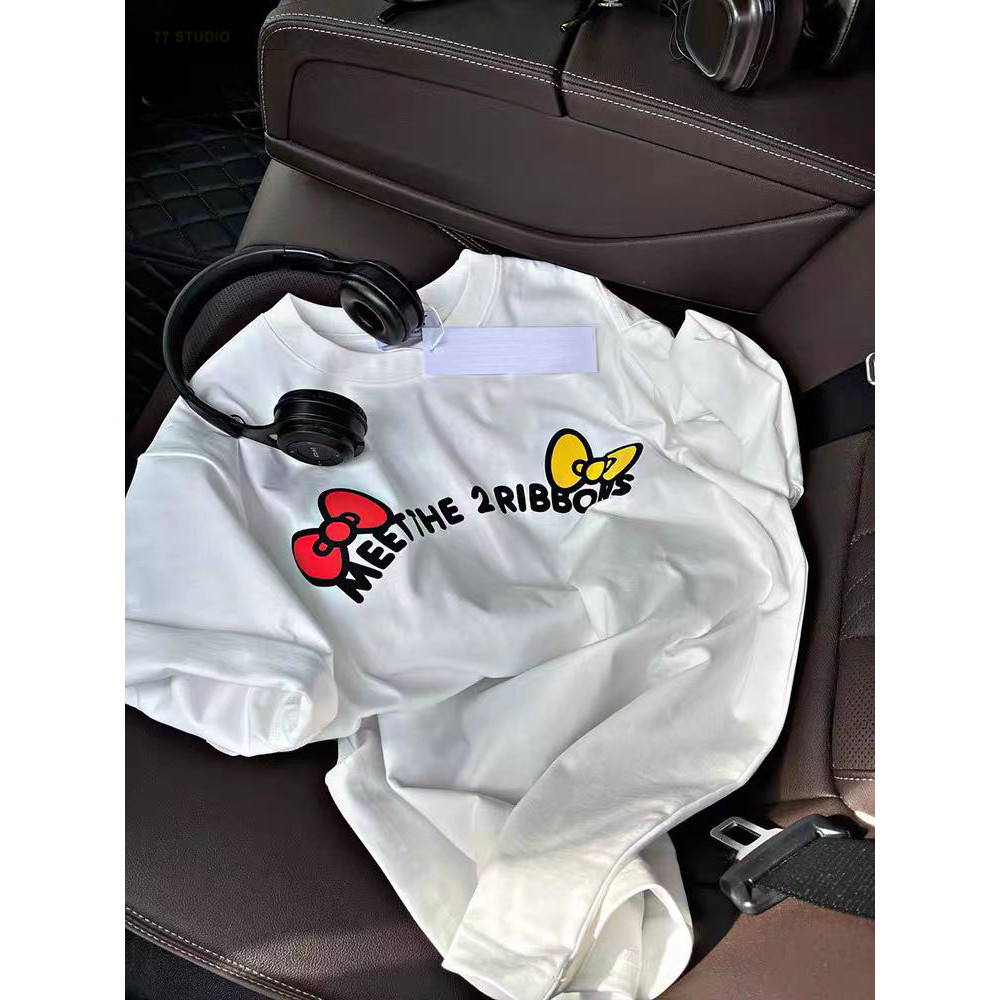 COD（จัดส่งภายใน 24 ชั่วโมง）เสื้อยืด oversize ลายการ์ตูน ผ้าฝ้าย T-shirts แฟชั่น  น่ารัก ผ้าดีมาก สีขาว/สีดํา เสื้อ