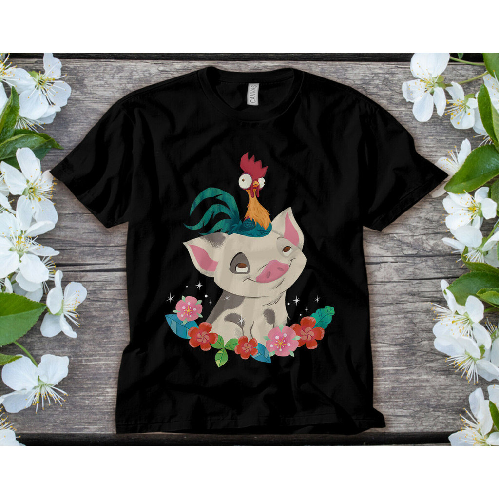 เสื้อเชิ้ตคอตตอน S-5XL Moana Heihei Rooster Pua Flowers Unisex T Shirt Adult Shirt T-Shirt COD S-5XL
