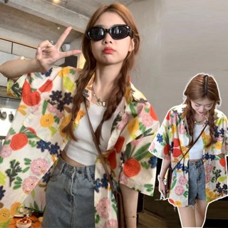 ohho เสื้อสงกรานต์ผู้หญิง กันแดด แฟชั่นหน้าร้อน เสื้อวินเทจต…