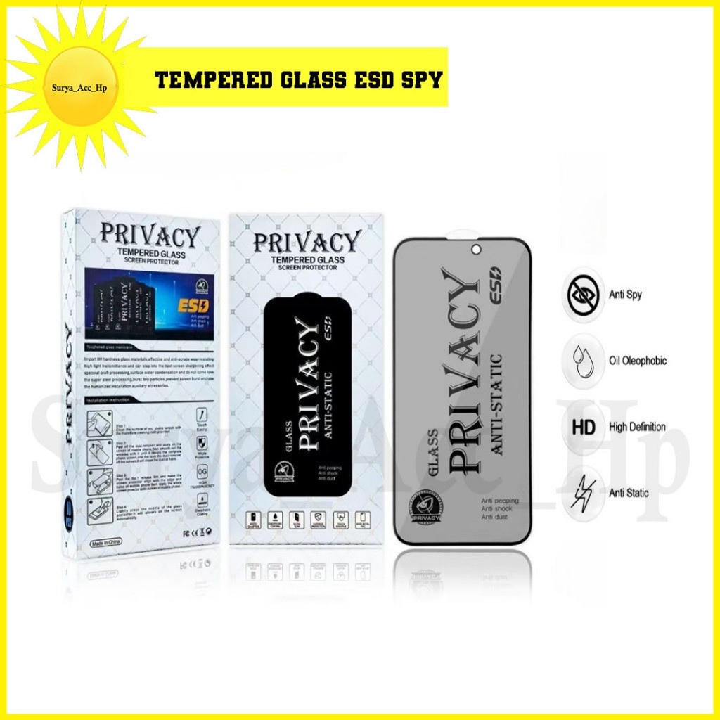 กระจกนิรภัยความเป็นส่วนตัว Esd Anti Static สําหรับ Vivo T5 T5 Pro V9 V9 Pro V11 V11i V11 Pro V15 V20