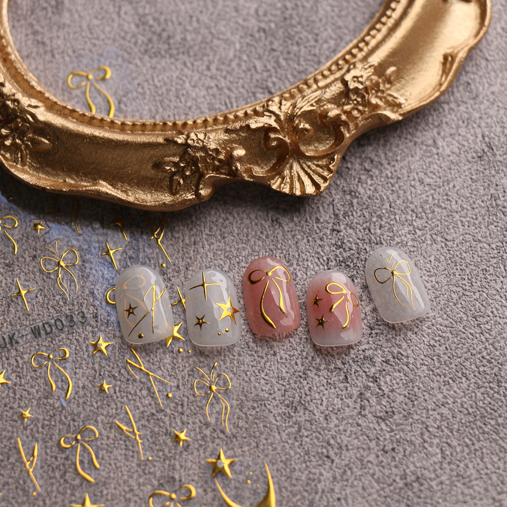 HAMA เล็บเล็บสติกเกอร์ขายส่ง Metallic Bow Simple French เล็บตกแต่งเล็บสติกเกอร์ Decals เจ้าสาวงานแต่งงานเล็บ ราคา ถูกที่สุด ดีลบีเคเค แกลเลอรีภาพที่ 3