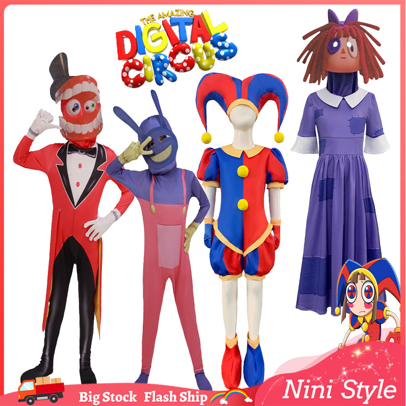 ชุดจั๊มสูท ชุดคอสเพลย์ดิจิทัล The Amazing Digital Circus Pomni Jax Ragatha Caine สําหรับเด็กผู้ชาย แ