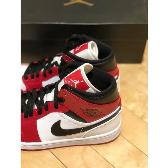 nike Air Jordan 1 Mid Chicago White Red Little Chicago รองเท้า sports