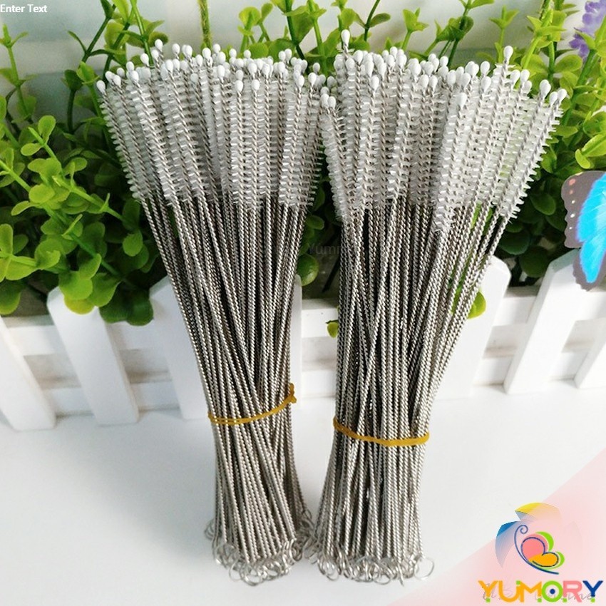 Yumory  แปรงล้างหลอดดูด จุกนม ขนไนล่อน ไม่ทำให้เป็นรอย  Stainless steel soft straw straw brush