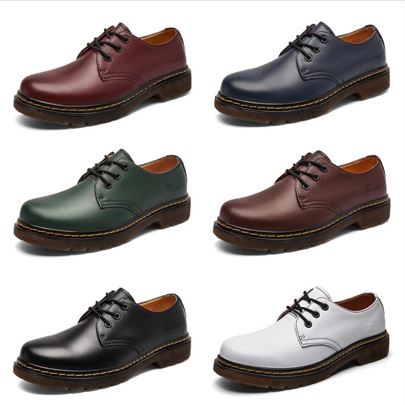 D-mmartens plus size 35-47 ผู้ชายและผู้หญิงหนังวัว Martin Boots กันลื่น 6 สี XPKQ