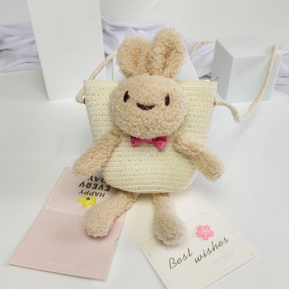 Tonfashion กระเป๋าสะพายไหล่ กระเป๋าถือ ขนาดมินิ ลายการ์ตูนกระต่าย แฮนด์เมด มีซิป พร็อพถ่ายรูป สําหรับเด็ก - รูปที่ 3