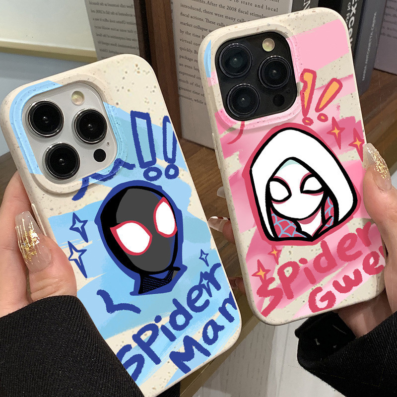 จัดส่งทันที คู่ แมงมุม เคสไอโฟน TPU เคส For iPhone 15 11 14 12 13 Pro Max 7 8 Plus X XS Max XR กันกระแทก เนื้อแมท