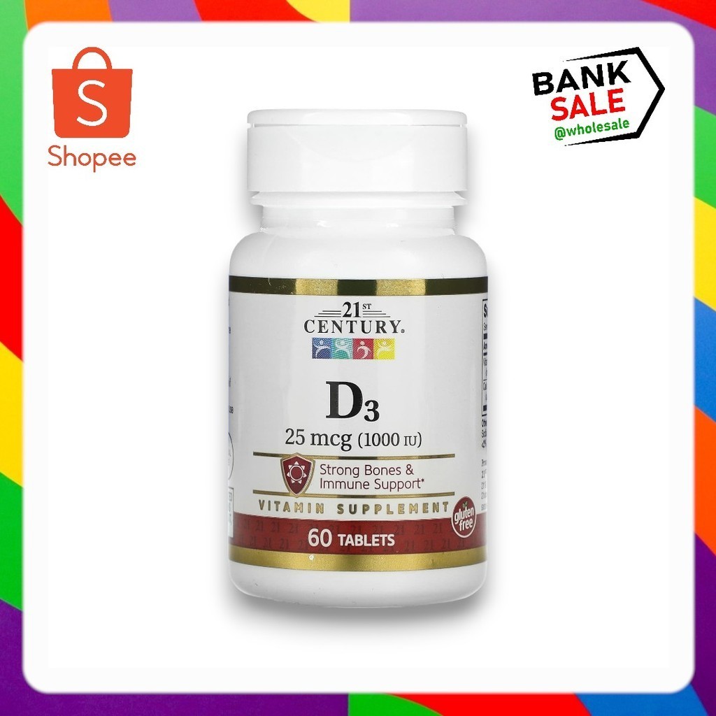 21st Century, D3, 25 mcg (1,000 IU) 60 Tablets