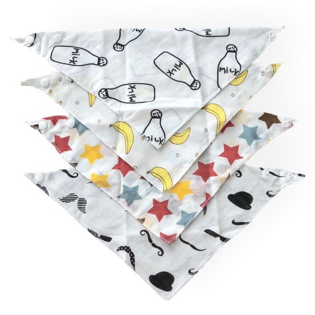 พร้อมส่ง! AE300 ผ้ากันเปื้อนเด็ก เหมาะสำหรับเด็กอ่อน เนื้อผ้ามัสลิน Muslin (กระดุม)