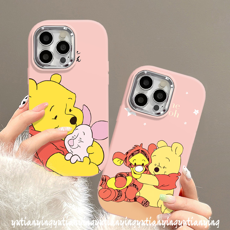 เคสโทรศัพท์มือถือชุบโลหะ ลายการ์ตูนหมีพูห์ เสือ กระต่ายน่ารัก สําหรับ Realme Note 50 C55 C53 C15 C21Y C51 C35 C25Y C33 C25s C12 C25 C30 C20A C20 C11 5 5s 5i 8 6i 8i Narzo 20 N53