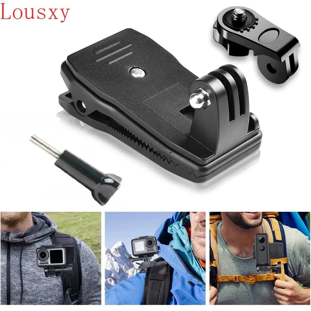 Action Camera Clip For GoPro Hero 12 11 10 9 8 7 Backpack Clamp Mount Surfing 360 Degree Rotary For 