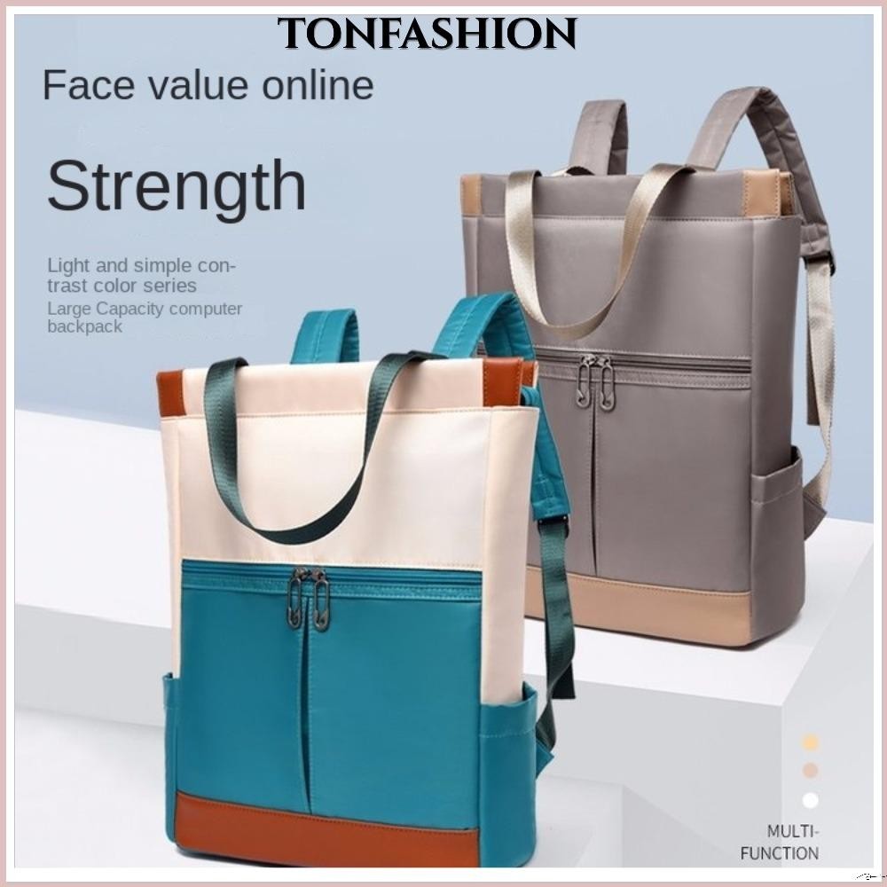 Tonfashion กระเป๋าเป้สะพายหลัง กระเป๋าสะพายไหล่ ใส่แล็ปท็อปได้หลายช่อง กันน้ํา น้ําหนักเบา จุของได้เยอะ สําหรับผู้หญิง