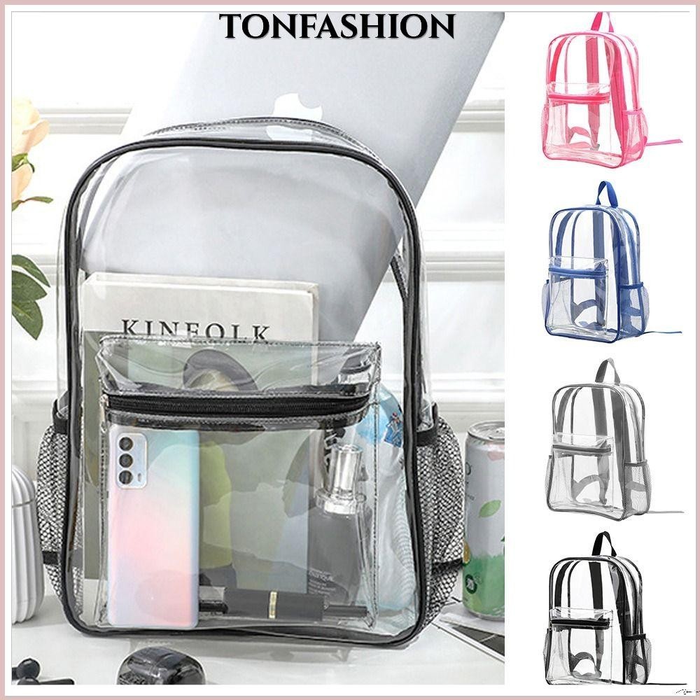 Tonfashion กระเป๋าเป้สะพายหลัง PVC แบบใส ความจุขนาดใหญ่ หรูหรา สําหรับเล่นกีฬากลางแจ้ง
