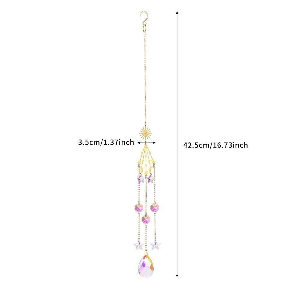 Yann1 Sun Catcher, Sun Moon Stars ตกแต ่ งกลางแจ ้ งจี ้ คริสตัลแฟชั ่ น Rainbow Maker Light จับคริสตัล Wind Chimes ของขวัญ