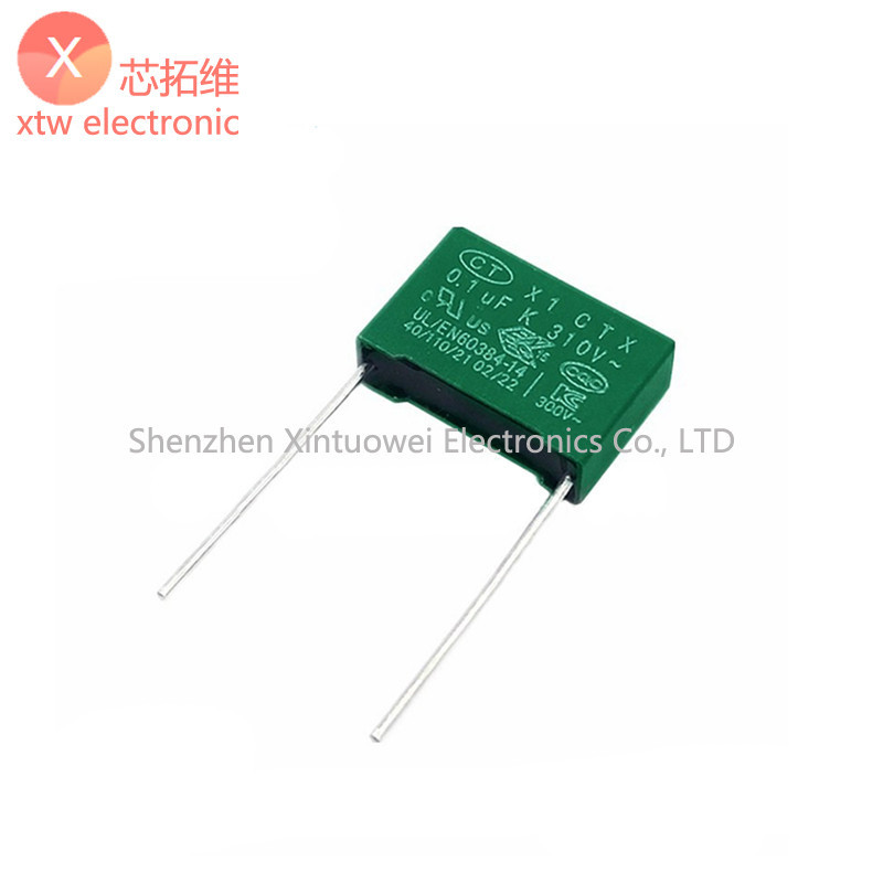 ตัวเก็บประจุฟิล์มนิรภัย CTX X1 104 310V104K 0.1UF 100NF P=10/15 มม. 10 ชิ้น ต่อล็อต