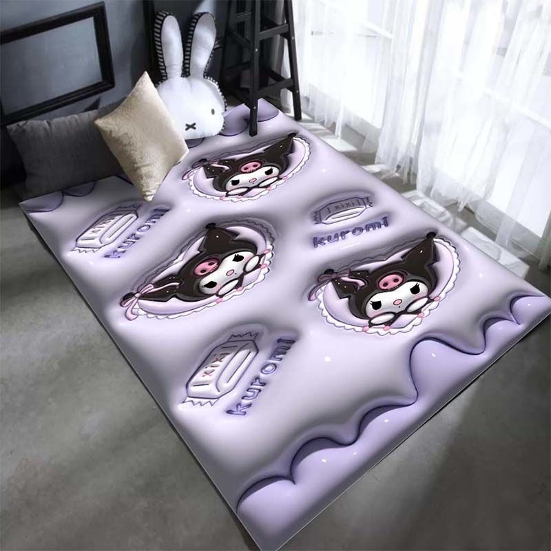 พรมปูพื้น กันลื่น ลายการ์ตูนอนิเมะ Sanrio Kuromi Hello Kitty สไตล์ญี่ปุ่น สําหรับห้องนอน ห้องนั่งเล่น 80x120 ซม. 80x160 ซม. 60x120 ซม.
