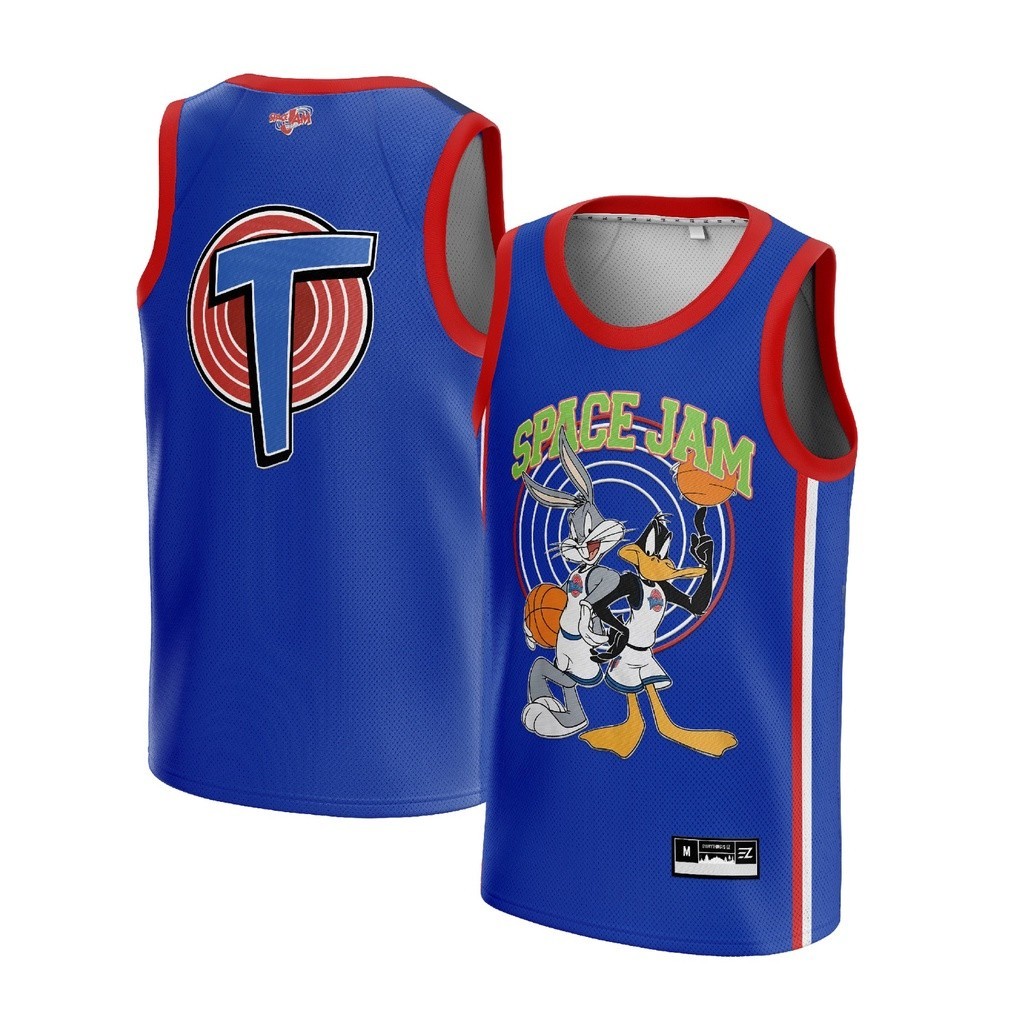 Bugs Bunny Tune Squad Space Jam BLUE Swingman บาสเกตบอล NBA Jersey เสื้อยืด Tshirt Tops Custom เครื่