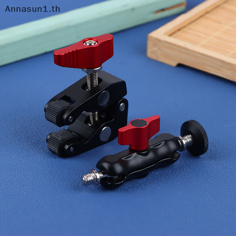 Annasun อลูมิเนียมอัลลอยด์ CLAMP พร้อม Double Arm Clamp 1/4 3/8 สําหรับโทรศัพท์ Video Mount กล้อง LED Light Mic TH