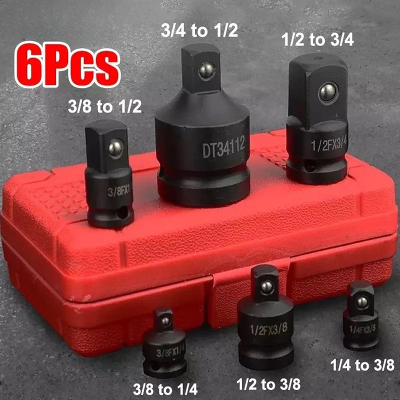 KCTS รุ่น ข้อต่อบล็อค 6ตัวชุด Drive Impact Adapter ข้อต่อบล็อค เพิ่ม ลด ขนาด Drive Impact Adapter แปลงขนาดลูกบล็อก เกรด