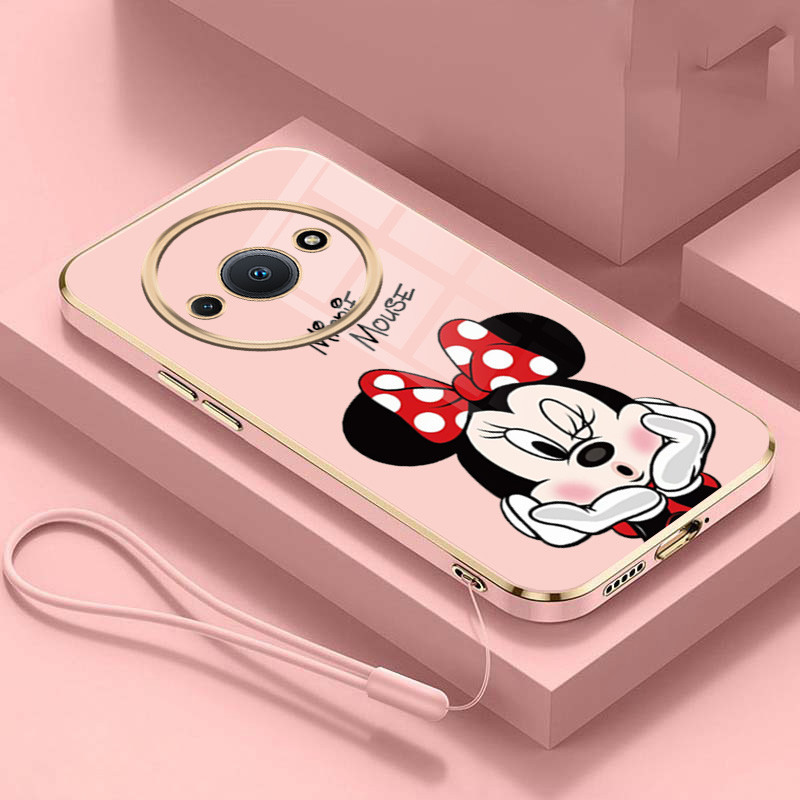 [พร้อมส่ง + Cod] Redmi A3 มินนี่เมาส์ เคลือบเงา ขอบสี่เหลี่ยม เคสนิ่ม สวยหรู