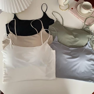 【WJZ】เสื้อกล้ามแขนกุดผ้าฝ้ายมีสไตล์ของผู้หญิงพร้อมแผ่นรองหน้าอก【820】